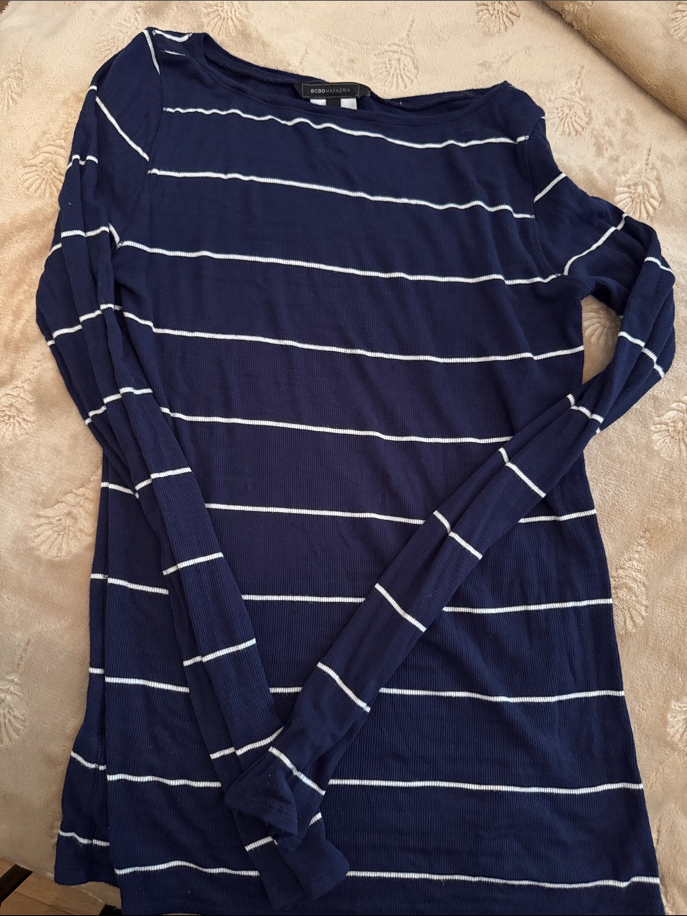 Navy and White Striped Long Sleeve Top